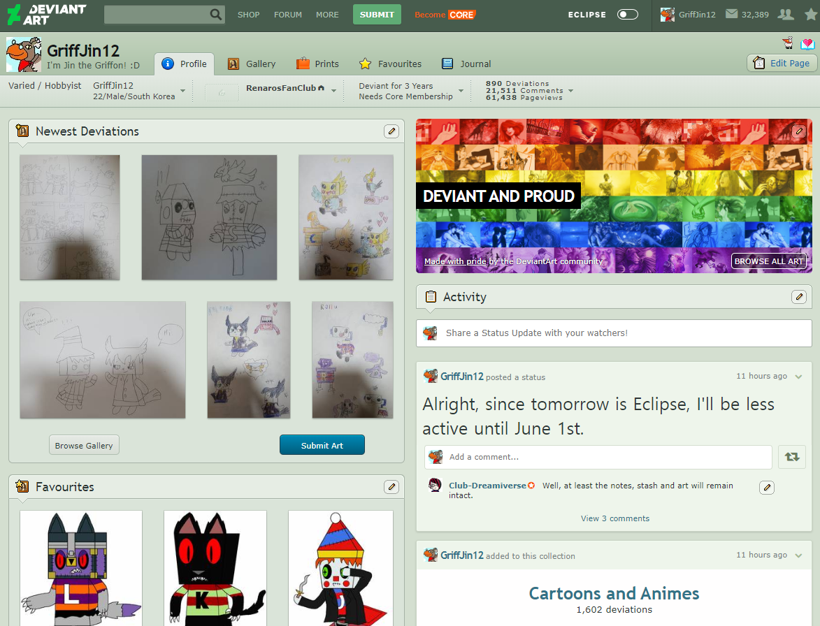 My old DA layout before Eclipse..... by RoyalClaws12 on DeviantArt