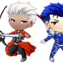 FateSN: Chibi Archer (Emiya) and Lancer (Cu)