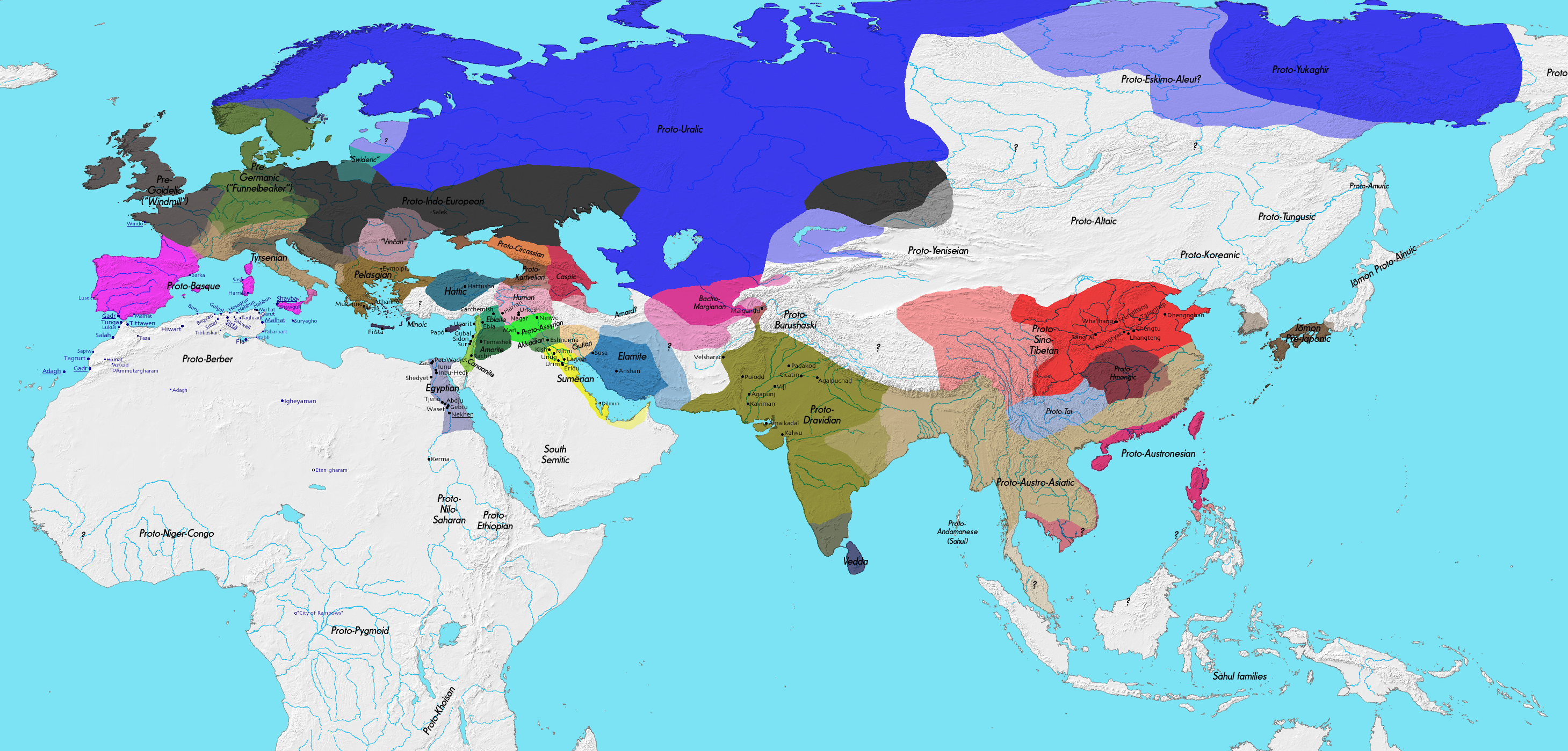 Old World languages and cities, 3000 BC