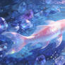 Magical Colored Fish among Crystals