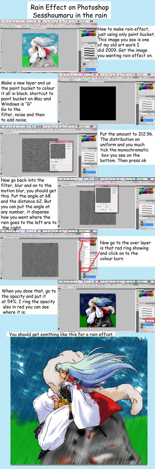 Ran Effect Tutorial Rain effect tutorial with sesshoumaru by Erkillers on DeviantArt
