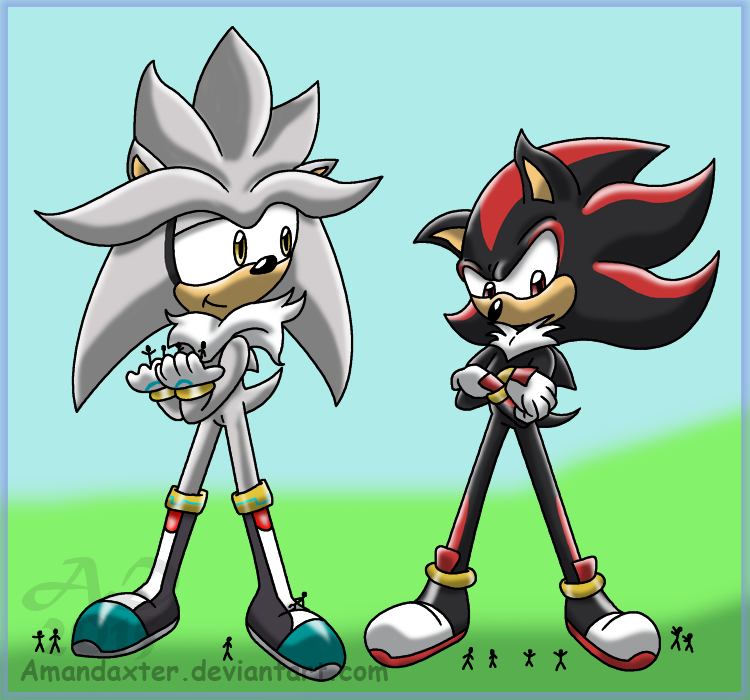 sonic the hedgehog, shadow the hedgehog, and silver the hedgehog (sonic)  drawn by deya_(tiolimond)