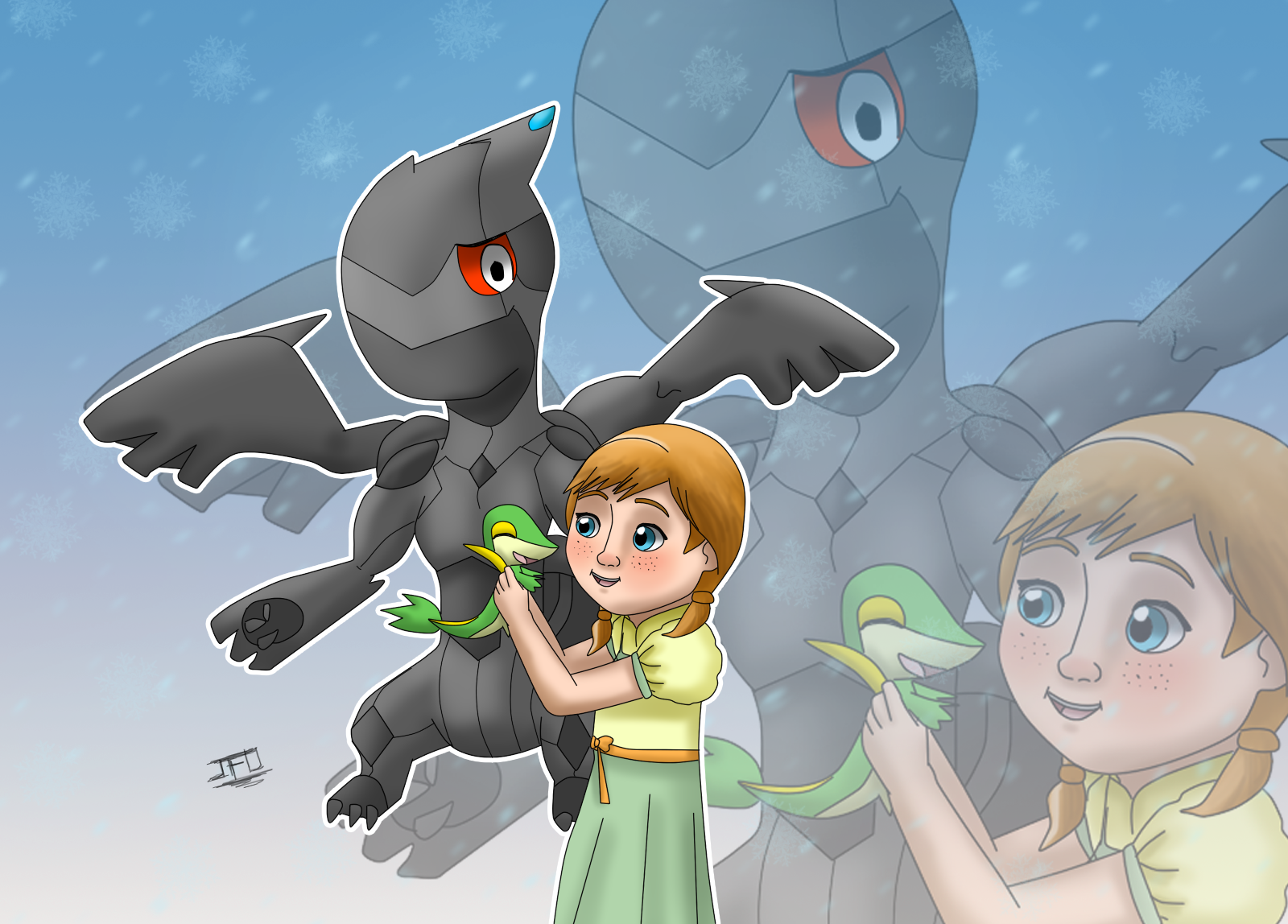 Crossover Frozen-PKMN - Kid!Anna and her team