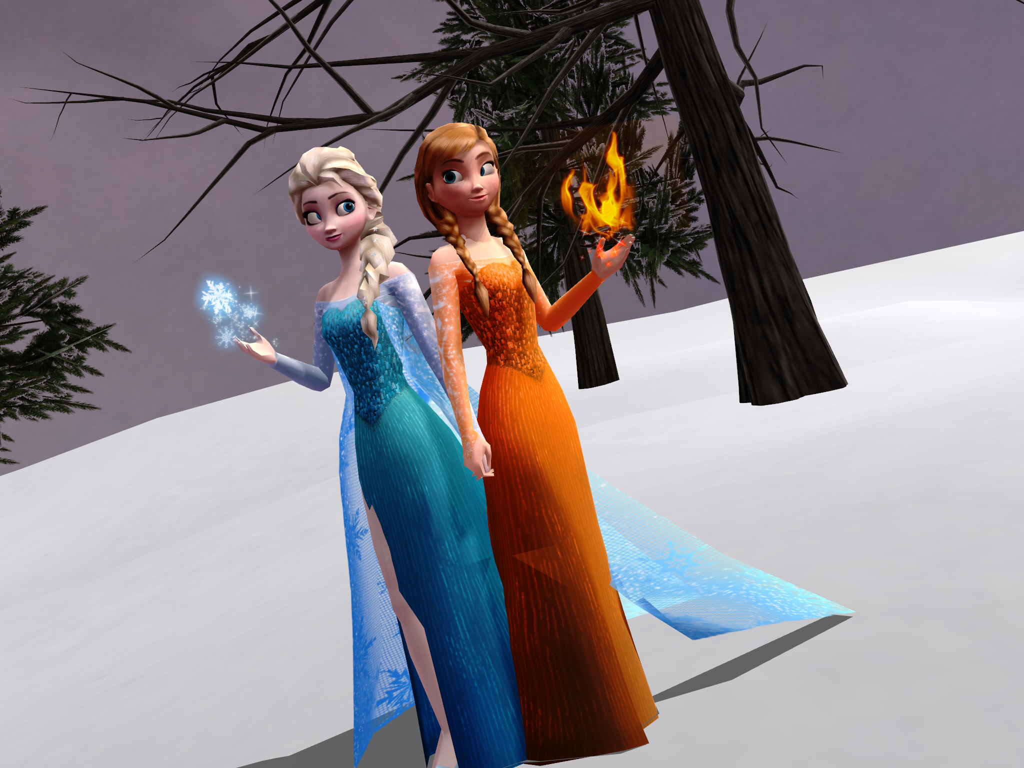 MMD Frozen - Snow Queen and Fire Princess