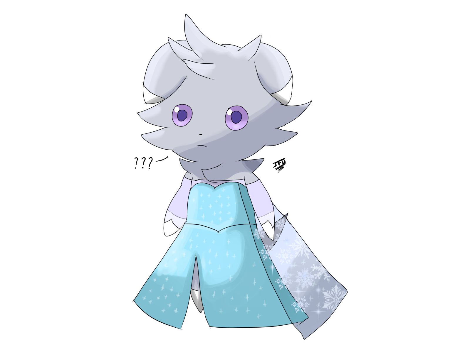 Frozen-Pokemon - Espurr dressed as Elsa