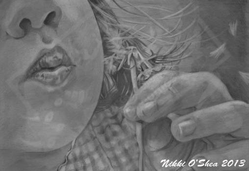 Blowing Wishes Graphite Portrait