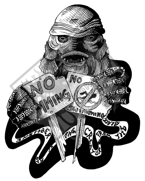 Inktober Day 19 - Creature from the Black Lagoon by DragonPress