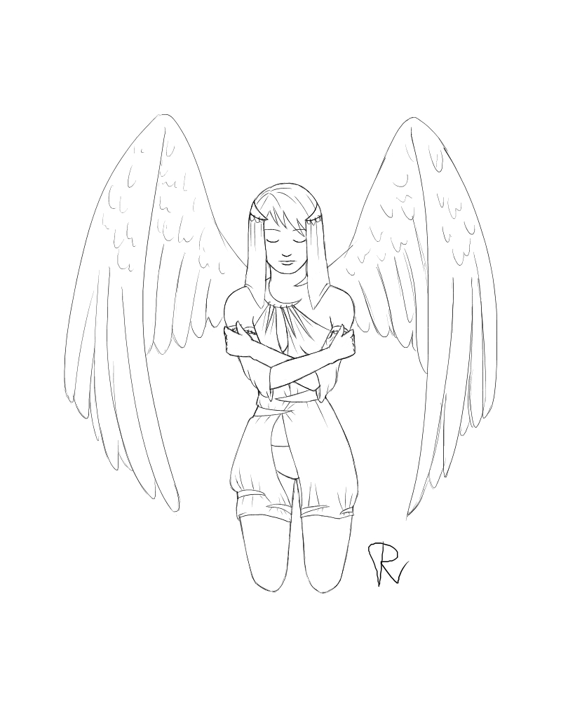 line art: angel