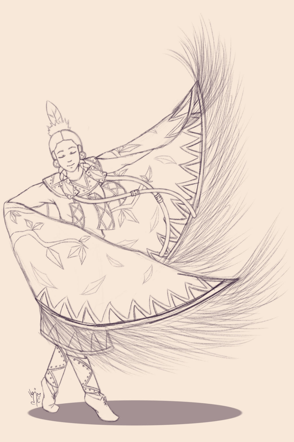pics Fancy Shawl Dancer Drawing falling leaf fancy shawl dancer wip