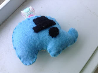 Blue Felt Elephant