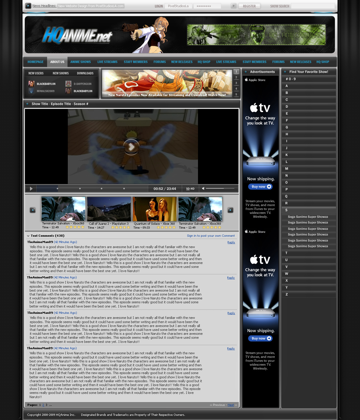 HQAnime.net Video Page