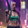 Cyber girl with purple hair