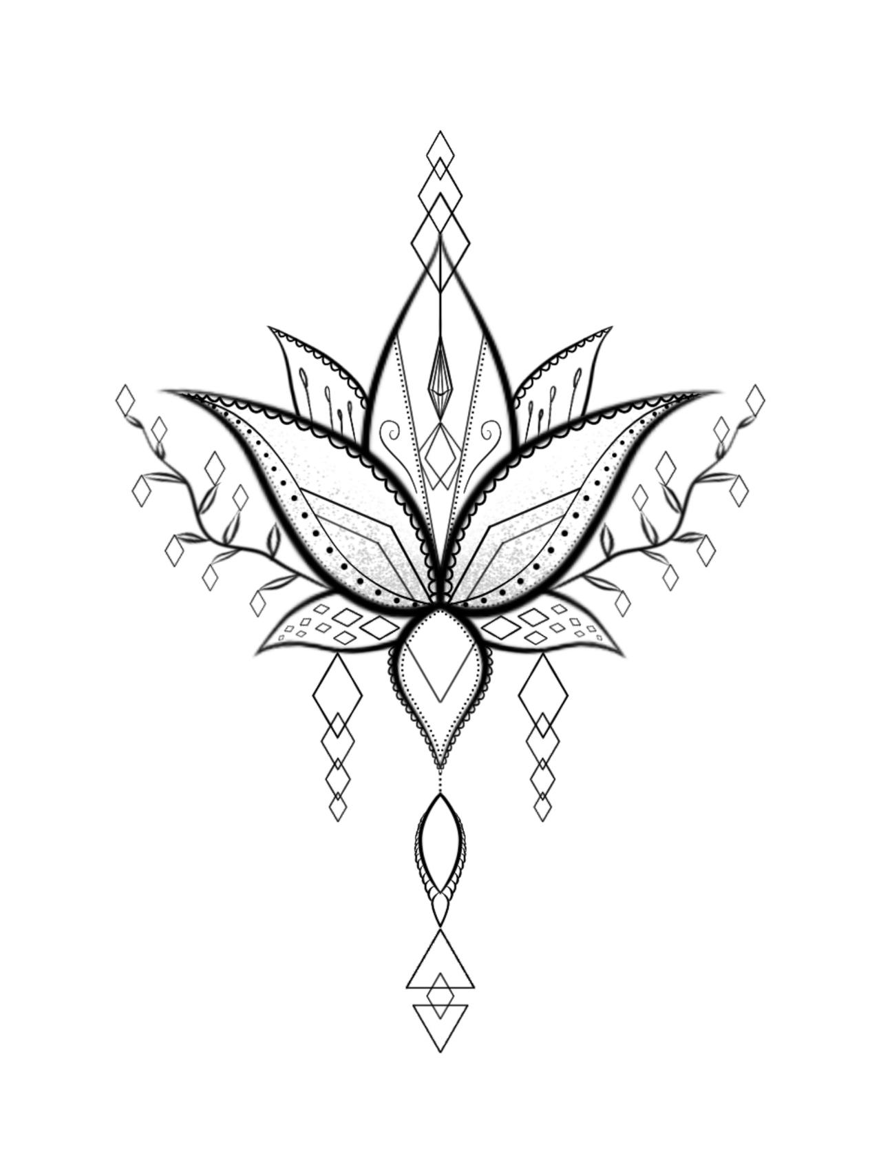 Line art lotus flower symmetrical drawing by Soppeldunk on DeviantArt