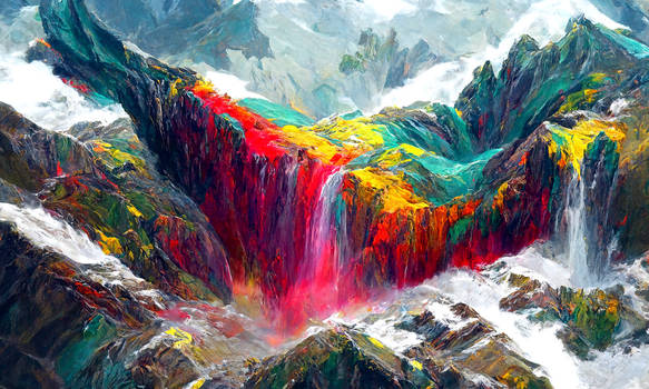 Rainbowfall in the mountains