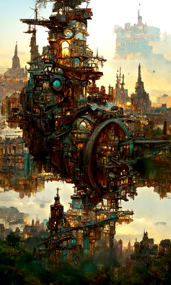 Steampunk cities by RasrGallery on DeviantArt