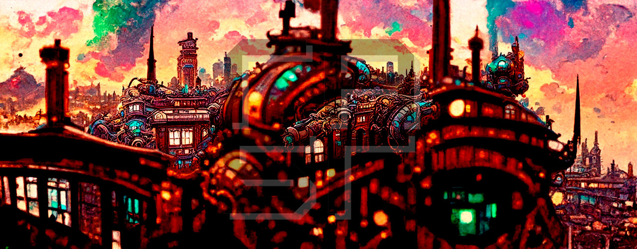 Steampunk cities by RasrGallery on DeviantArt
