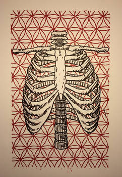 Rib Cage Flower of Life Woodcut