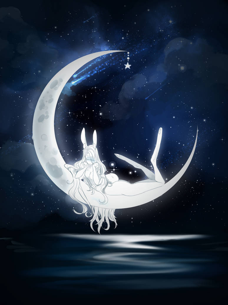 Лунный заяц. Дракон Луны. Кролик на Луне.