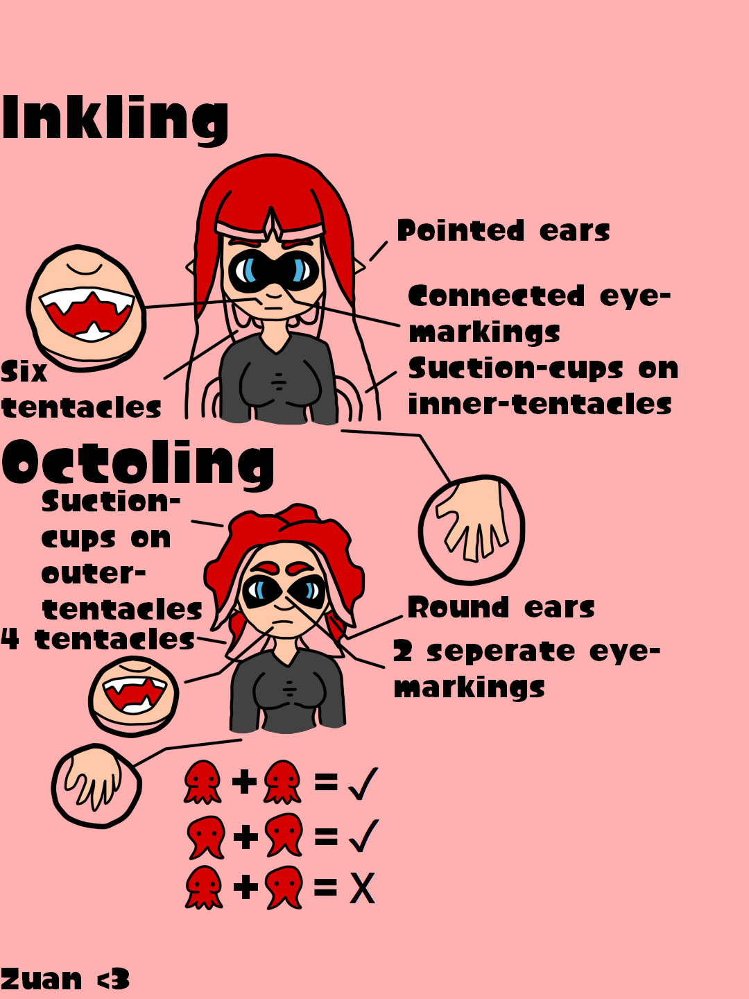 Inkling and Octoling Anatomy by ZuanArtGallery on DeviantArt