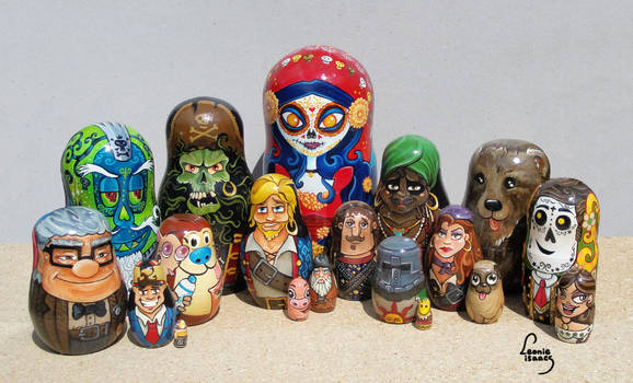 All of my Hand-painted Nesting Dolls 2018