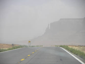 driving in desert rain