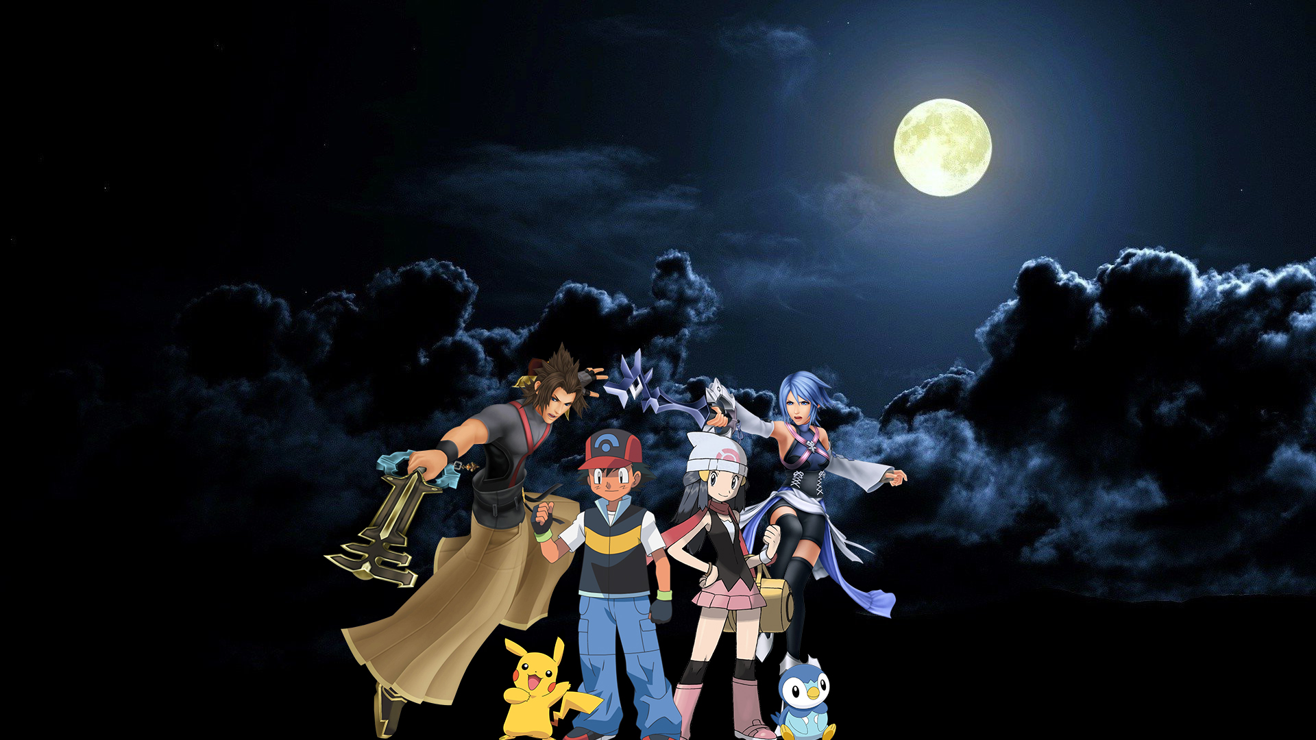 Terra x Aqua Ash x Dawn Pikachu and Piplup