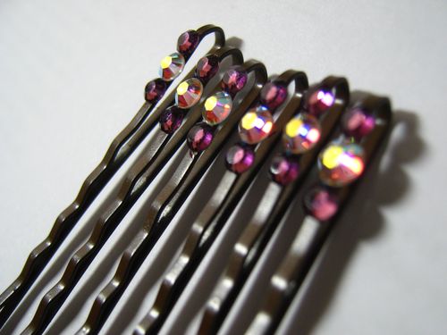 Purple Swarovski Hairpins