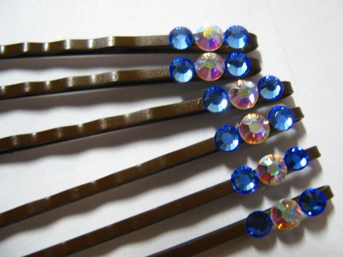 Blue Swarovski Hairpins