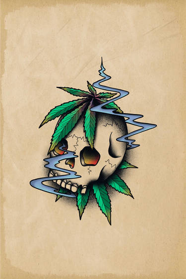 Neo Traditional Skull Weed