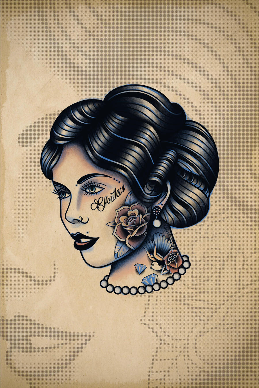 Traditional Flapper Girl Tattoo Design by ivebeencalledmax on DeviantArt