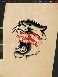 Traditional Panther Tattoo Design