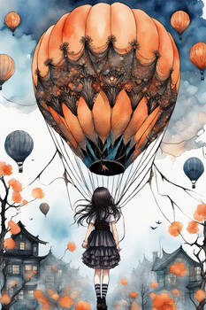 Balloonist Girl: Orange and Blue III