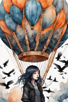 Balloonist Girl: Orange and Blue II