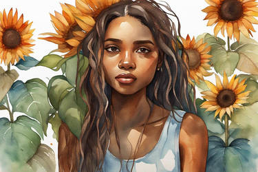 Girl Who Loves Sunflowers I