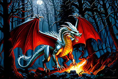 The Silver Dragon (Classic Fantasy Art Style)