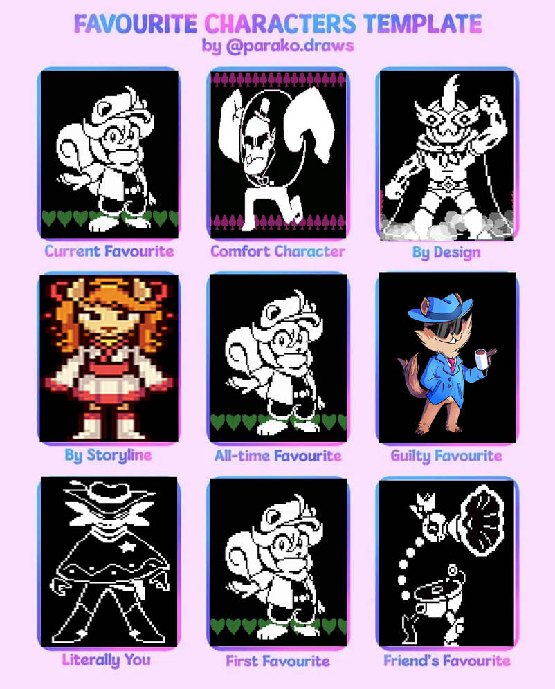 Favorite Characters Template by feistyfourfan on DeviantArt