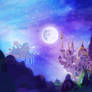 Canterlot at night, reshaded