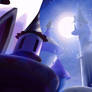 Canterlot at night, paint style