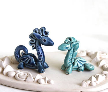 Blue and turquoise dragons