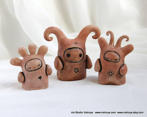 3 OOAK Small kindly cute Spirits