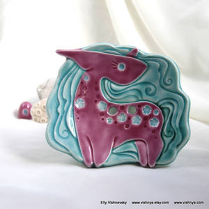 Pink-Turquoise Unicorn (Soap Dish - Wall picture)