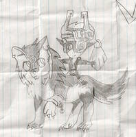 Chibi Wolf Link and Midna