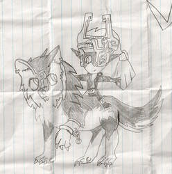 Chibi Wolf Link and Midna