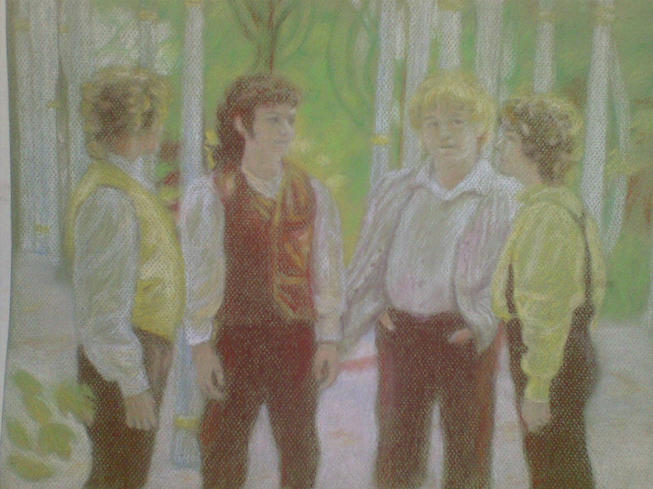 The four hobbits from LOTR.