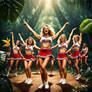 Cheerleaders Dance In Jungle