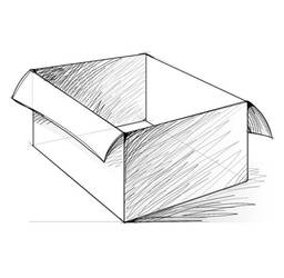 How to draw an open box with pencil step-by-step