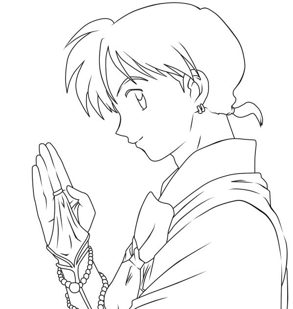 Miroku Lineart By D-Aare On Deviantart