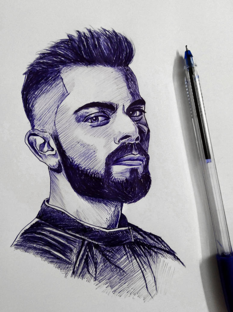Virat Kohli Pen Art Portrait by TheArtCart21 on DeviantArt