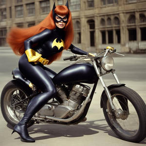 Photorealistic Yvonne Craig as batgirl very long r