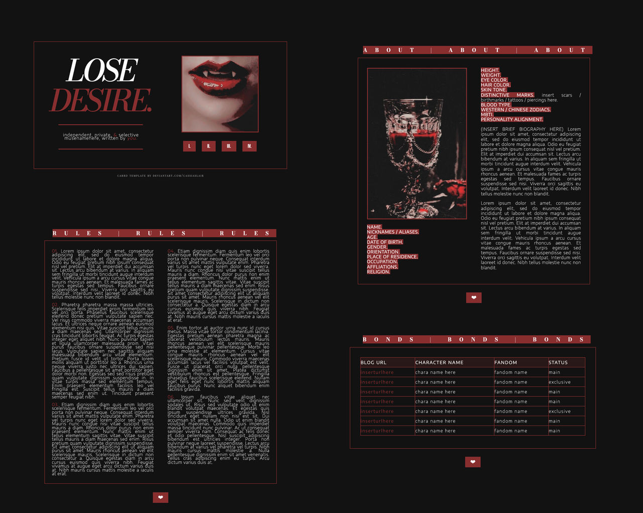 BASIC carrd template lose desire by cassiaslair on DeviantArt